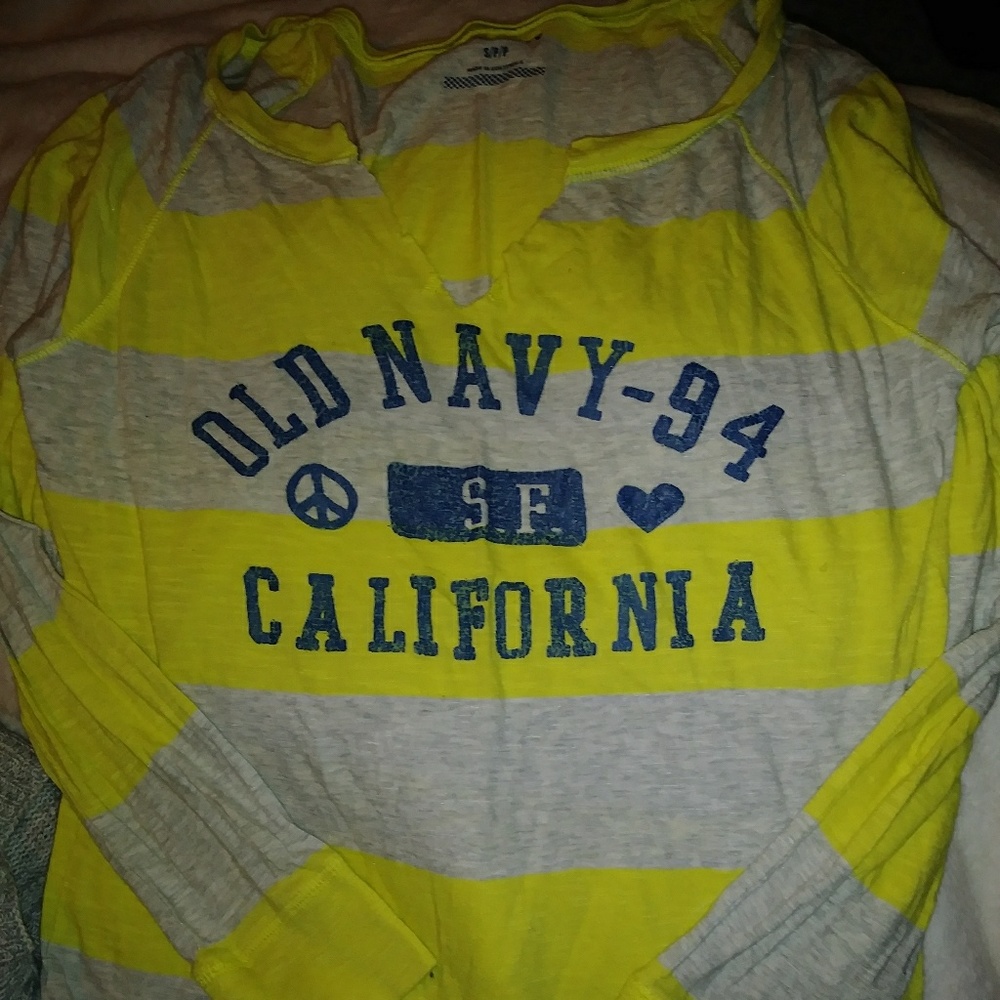 OLD NAVY YELLOW/GRAY STRIPED THIN TOP